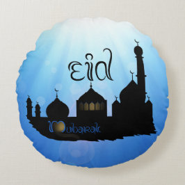 Eid Mubarak-moskee met Typografie Rond Kussen