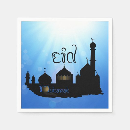 Eid Mubarak-moskee met Typografie Servetten (Voorkant)