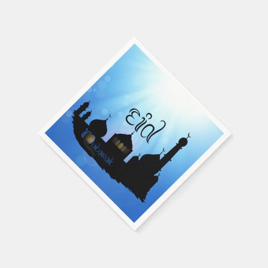 Eid Mubarak-moskee met Typografie Servetten (Hoek)