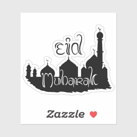 Eid Mubarak-moskee met Typografie Sticker (Vel)