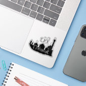 Eid Mubarak-moskee met Typografie Sticker (Laptop met iPhone)