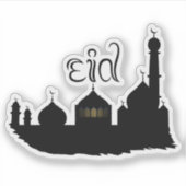 Eid Mubarak-moskee met Typografie Sticker (Voorkant)