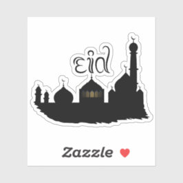 Eid Mubarak-moskee met Typografie Sticker