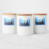 Eid Mubarak-moskee met Typografie Voedselcontainer Etiket (Flessen)