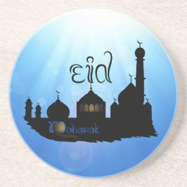 Eid Mubarak-moskee met Typografie Zandsteen Onderzetter
