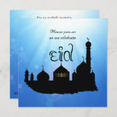 Eid Mubarak-moskee met zonnestralen - partijuitnod Kaart (Voorkant / Achterkant)