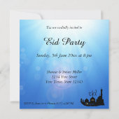 Eid Mubarak-moskee met zonnestralen - partijuitnod Kaart (Achterkant)