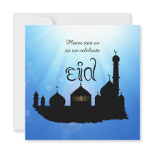 Eid Mubarak-moskee met zonnestralen - partijuitnod