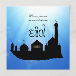 Eid Mubarak-moskee met zonnestralen - partijuitnod Kaart