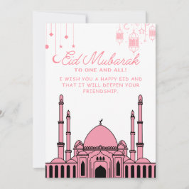 Eid Mubarak Moskee roze Feestdagenkaart
