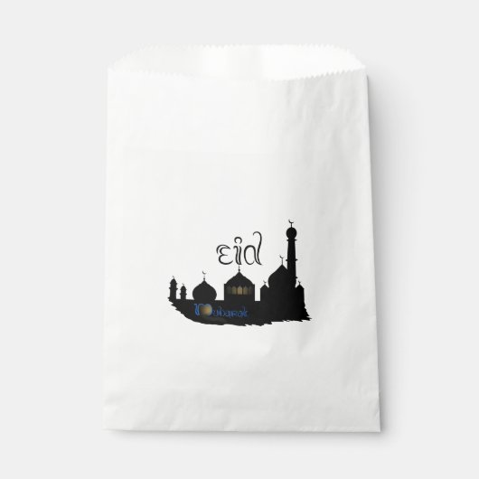Eid Mubarak Moskee Silhouet - Favor Bag Bedankzakje (Voorkant)