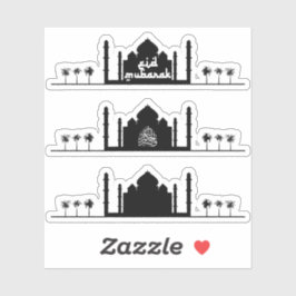 Eid Mubarak Moskee Silhouet Typografie Sticker