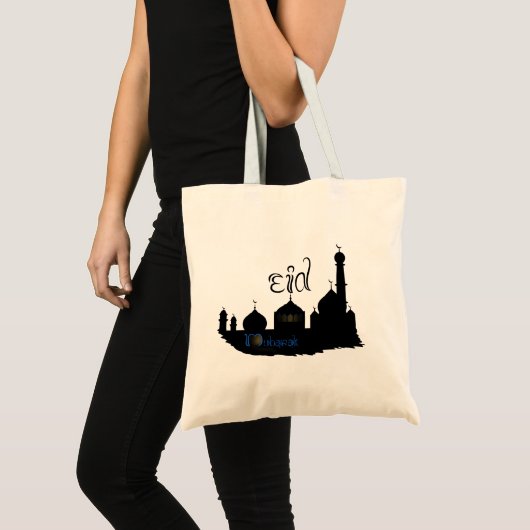 Eid Mubarak Mosque Silhouette - BegrotingsTas Tote Bag (Voorkant (product))
