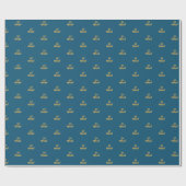 Eid Mubarak Navy Blue Gold Gift Wrapping Paper Cadeaupapier (Vlak)
