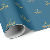 Eid Mubarak Navy Blue Gold Gift Wrapping Paper Cadeaupapier (Rol Hoek)