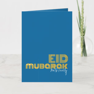 EID MUBARAK Neon Kobalt Blauw Art Deco Stijl Custo Folie Wenskaart