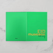EID MUBARAK Neon Levendige Groene Art Deco Custom Folie Wenskaart (Buiten Laag)
