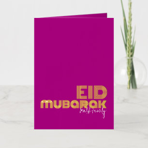 EID MUBARAK Neon Roze Art Deco Stijl Aangepast Folie Wenskaart