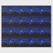 Eid Mubarak Night Stars Mosque Cadeaupapier (Vlak)