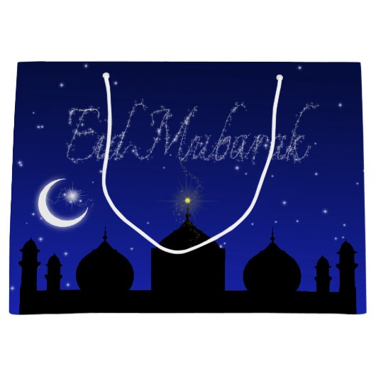Eid Mubarak Night Stars Mosque Large Cadeautasje (Voorkant)