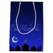 Eid Mubarak Night Stars Mosque Medium Cadeauzakje (Achterkant)