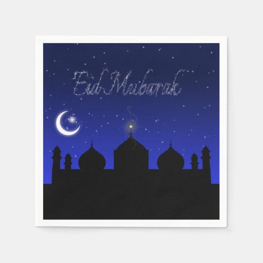 Eid Mubarak Night Stars Mosque Servetten (Voorkant)
