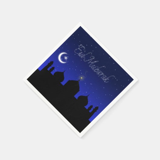 Eid Mubarak Night Stars Mosque Servetten (Hoek)