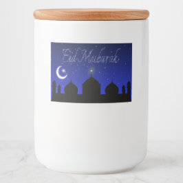 Eid Mubarak Night Stars Mosque Voedselcontainer Etiket