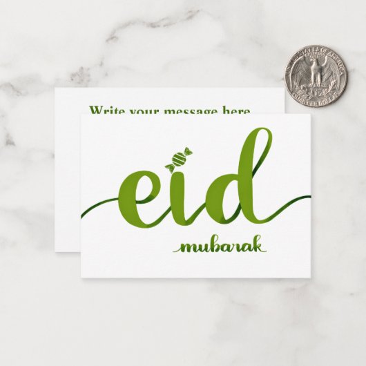 Eid Mubarak Notitiekaartje (Voorkant / Achterkant in situ)
