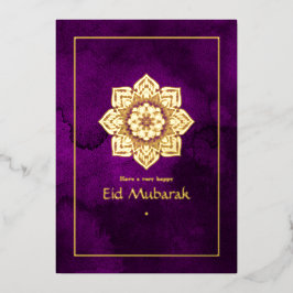 Eid Mubarak Paars en Gold Foil Holiday Kaart