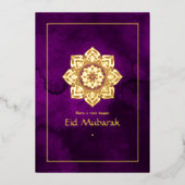Eid Mubarak Paars en Gold Foil Holiday Kaart (Voorkant)