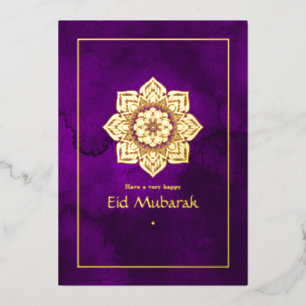 Eid Mubarak Paars en Gold Folie Feestdagenkaart