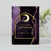 Eid Mubarak Paars en Goud Agaat Folie Feestelijke  Folie Feestdagenkaart (Staand Voorkant)