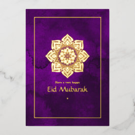 Eid Mubarak Paars en Goud Folie Feestdagenkaart