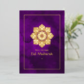 Eid Mubarak Paars en Goud Folie Feestdagenkaart (Staand Voorkant)
