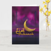 Eid Mubarak - Paars en goud Kaart (Gele Bloem)