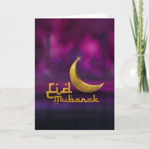 Eid Mubarak - Paars en goud Kaart