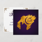 Eid Mubarak - Paarse en gouden verfstreken Feestdagenkaart (Voorkant / Achterkant)