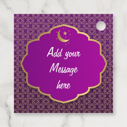 Eid Mubarak Paarse Label (Achterkant)