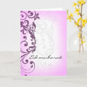 Eid Mubarak - paarse wenskaart Kaart (Gele Bloem)