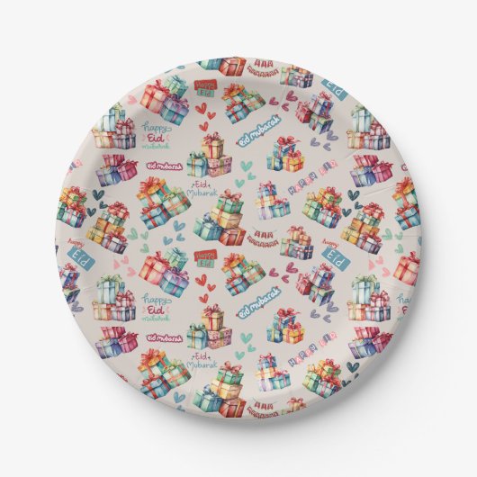 Eid Mubarak Paper Plates – Colourful Gift Boxes Papieren Bordje (Voorkant)