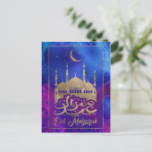 Eid Mubarak - Pastel gold en purples Briefkaart (Staand voorkant)