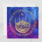 Eid Mubarak - Pastel gold en purples Feestdagenkaart (Voorkant)