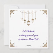 Eid Mubarak - Pastel gold en purples Feestdagenkaart (Achterkant)