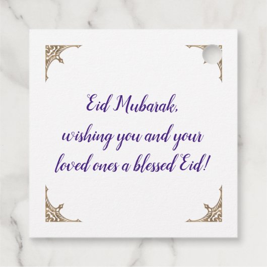 Eid Mubarak - Pastel goud en paars Bedankjes Labels (Achterkant)