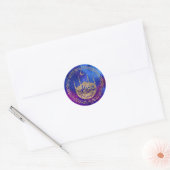 Eid Mubarak - Pastel goud en paars Ronde Sticker (Envelop)