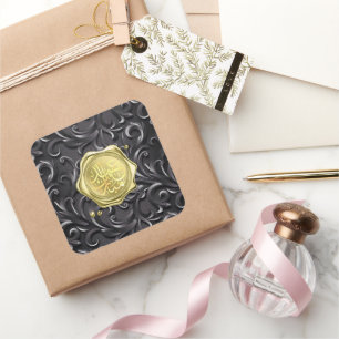 Eid mubarak patroon goud vierkante sticker