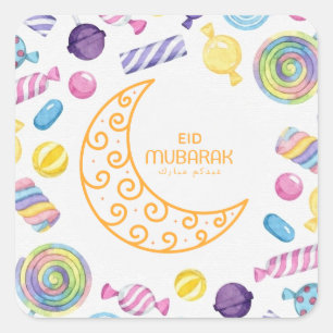 Eid mubarak patroon snoep vierkante sticker
