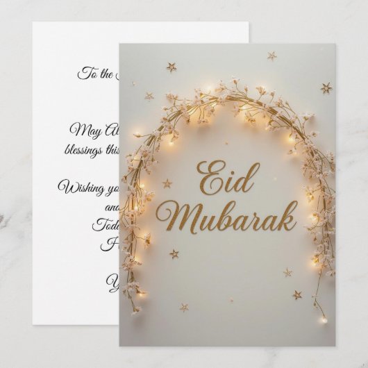 Eid mubarak Personalized Lights Greeting Card Kaart (Voorkant / Achterkant)
