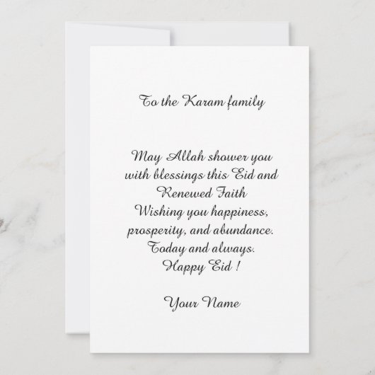 Eid mubarak Personalized modern Card Kaart (Achterkant)